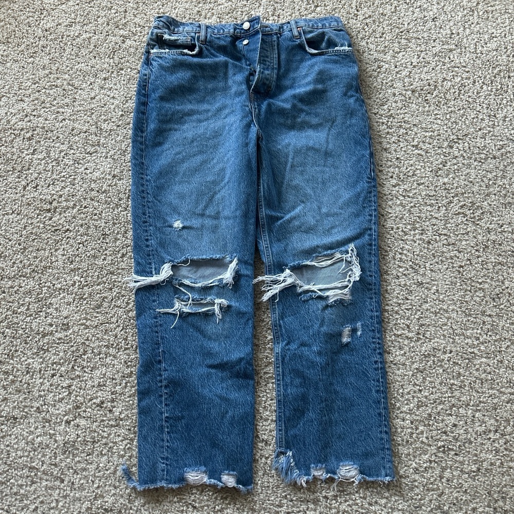 We The Free Blue Distressed Boyfriend Jeans